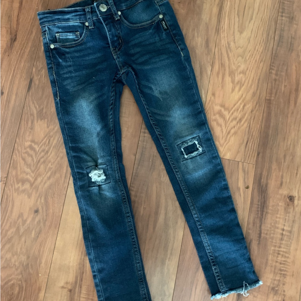 Girls Distressed Silver Jeans